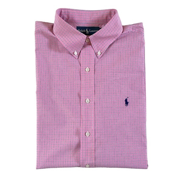 RALPH LAUREN CLASSIC FIT 100% COTTON MEN’S CHECK SHIRT, SIZE 17 34/35 - Picture 2 of 15